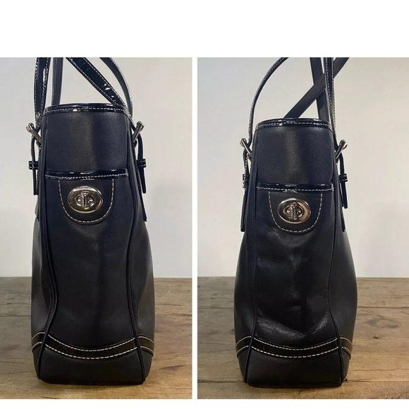 Coach Vintage Hampton Legacy F10412 Black Leather Tote Shoulder Bag - Picture 3 of 12